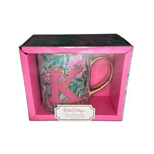 NWT Lilly Pulitzer "K" Initial Ceramic Mug